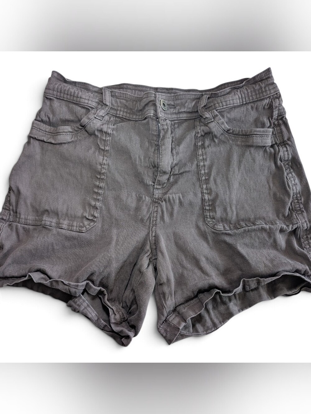 KUHL Freeflex Linen Blend Cargo Utility Drawstring Shorts 12 Charcoal Gray